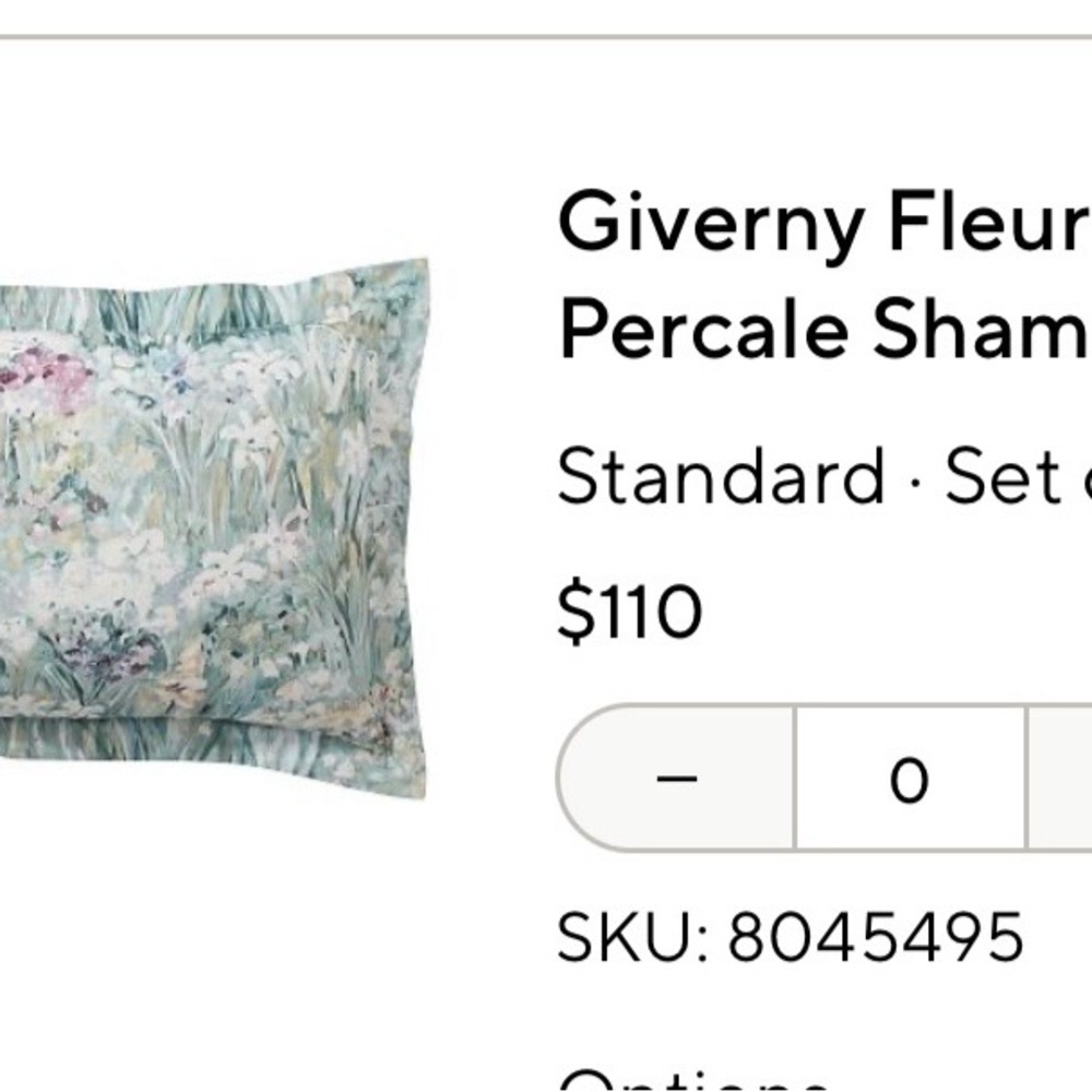 Pottery Barn Giverny Fleur Duvet Cover and Standard Shams in Sage and Pink - Picture 2 of 7